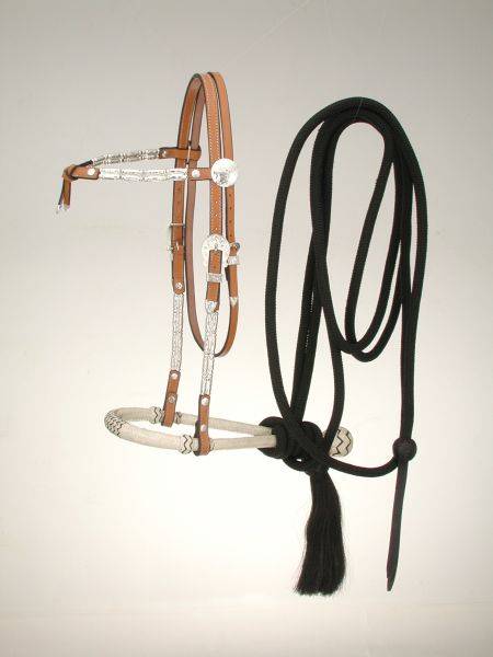 Tough-1 Royal King Rawhide//Ferruled Silver Double Ear Show Headstall