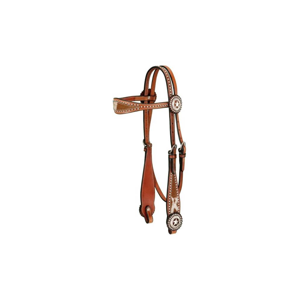 Browband Headstall With Spotted Hair Overlay