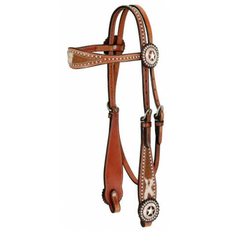 Browband Headstall With Spotted Hair Overlay