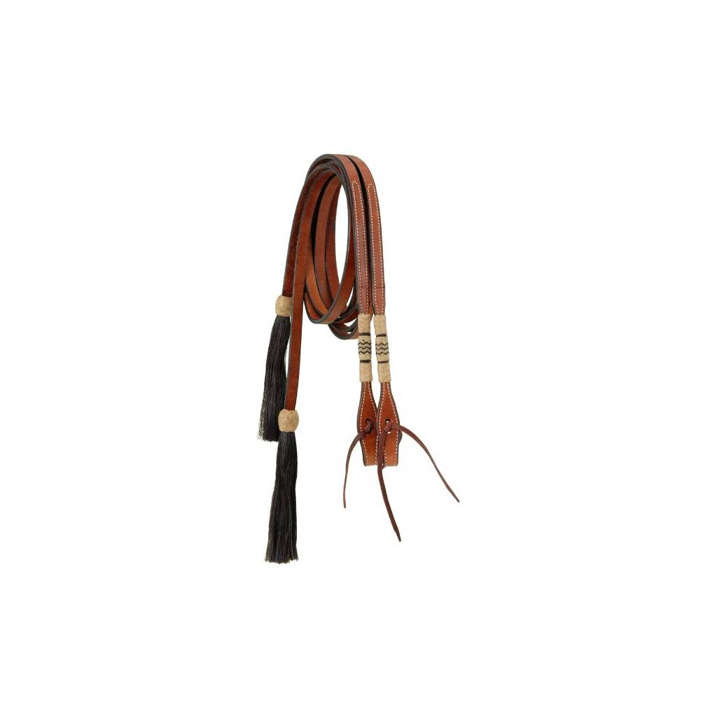 Split Reins With Braided Rawhide & Horsehair Tassels