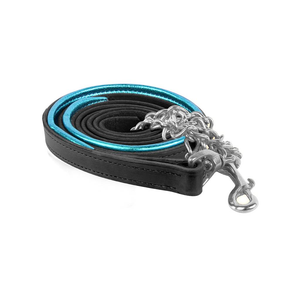 Perri's Metallic Padded Leather Lead with Chain
