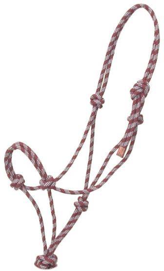 401094-HORSE-BURGUNDY-STEELGREY Gatsby Classic Cowboy Rope Halter sku 401094-HORSE-BURGUNDY-STEELGREY