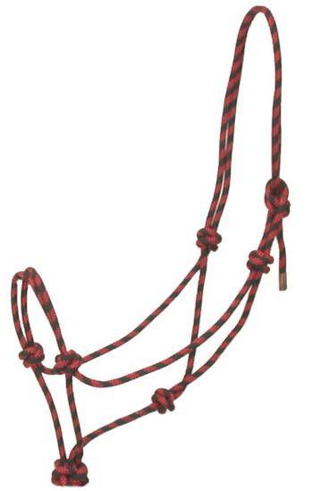 401094-HORSE-RED-BLACK Gatsby Classic Cowboy Rope Halter sku 401094-HORSE-RED-BLACK