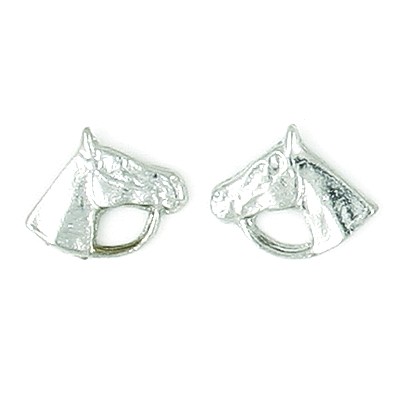 Finishing Touch Horse Head with  Bridle Earrings - Silver Finish - 1/4