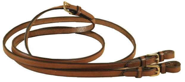Tory Leather English Style Rein - Brass Buckle Bit Ends