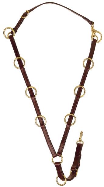 Tory Leather English Bridle Leather 10 Ring Martingale - Brass Hardware