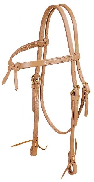 Tory Leather Single Ply Brow Knot Headstall - Tie Ends