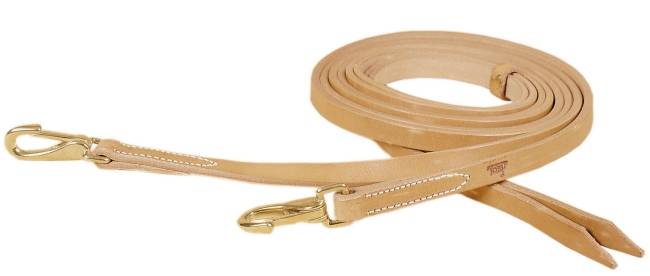 Tory Leather Single Ply Reins - Brass Snaps