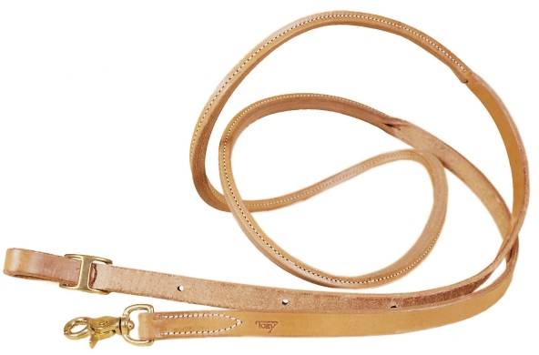 Tory Leather Single Ply Roping Reins - Rolled Hand Hold & Brass Hardware