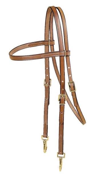 Tory Leather All-Weather Brow Band Headstall with  Solid Brass Snaps