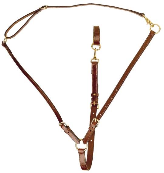 Tory Leather Adjustable Training Martingale - Brass Hardware