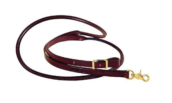 Tory Leather Roping Reins - Rolled Hand Hold & Brass Hardware