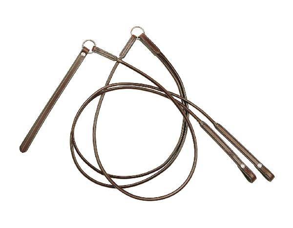 Tory Leather Full Rolled Romel Reins - Nickel Hardware