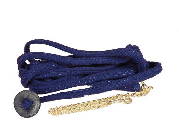 Tory Leather Flat Braided Cotton Rope Lunge Line with  Brass Plated Chain