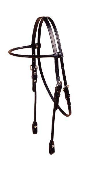 Tory Leather Brow Band Rolled Bridle Leather Headstall