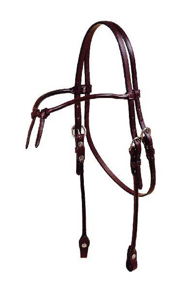 Tory Leather Brow Knot Rolled Bridle Leather Headstall
