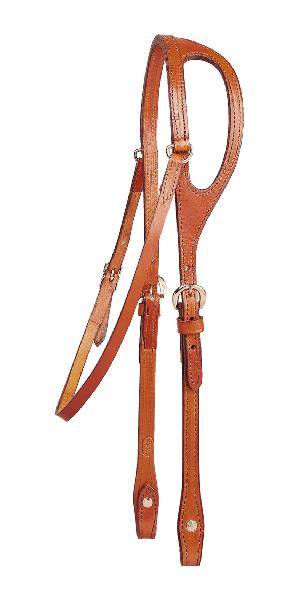 Tory Leather Double & Stitched Bridle Leather Shaped Ear Headstall
