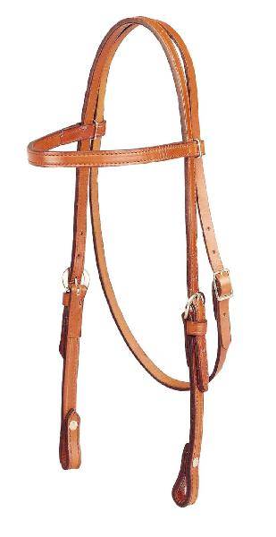 Tory Leather Brow Band Double & Stitched Bridle Leather Headstall