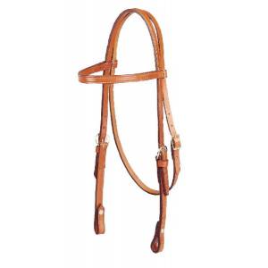 Tory Leather Brow Band Double & Stitched Bridle Leather Headstall
