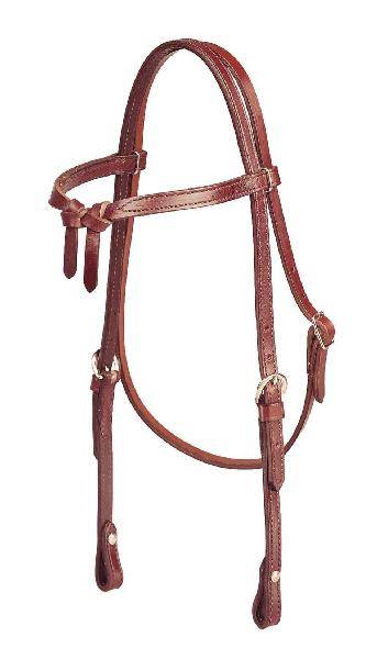 Tory Leather Brow Knot Double & Stitched Bridle Leather Headstall