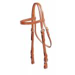 Tory Leather Double & Stitched Brow Band Headstall - Buckle Bit Ends