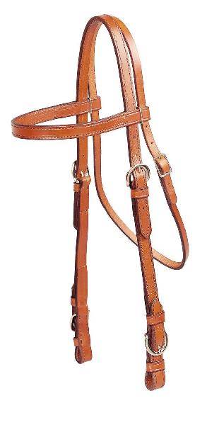 Tory Leather Double & Stitched Brow Band Headstall - Buckle Bit Ends