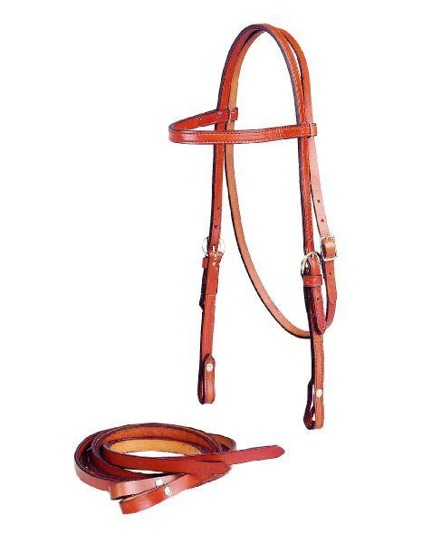Tory Leather 5/8" Browband Headstall & Single Ply Reins