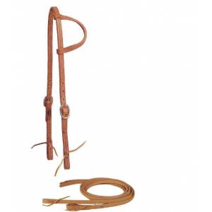 Tory Leather Sliding Ear Headstall & Reins - Tie Bit Ends
