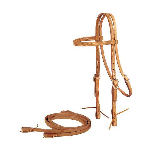 Tory Leather Browband Headstall & Reins - Tie Bit Ends