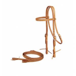 Tory Leather Browband Headstall & Reins - Tie Bit Ends