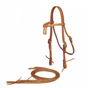 Tory Leather Brow Knot Headstall & Reins - Tie Bit Ends