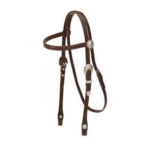 Tory Leather Pony Browband Headstall - Silver Buckles & Conchos