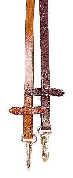 Tory Leather Single Ply Bit Stop Reins - Nickel Snaps