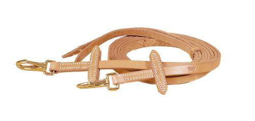 Tory Leather Single Ply Bit Stop Reins - Brass Snaps