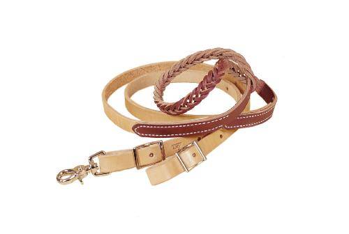 Tory Leather Five Plait Braided Hand Hold Reins - Nickel Hardware