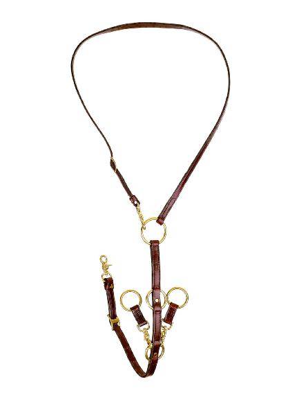 Tory Leather Deluxe Draw Rein Martingale - Brass Hardware