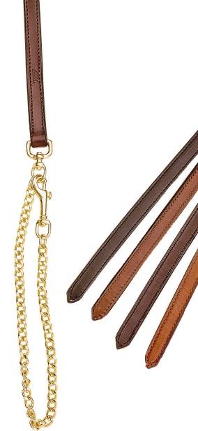 Tory Leather 3/4" Double & Stitched Lead - Brass Plated Chain