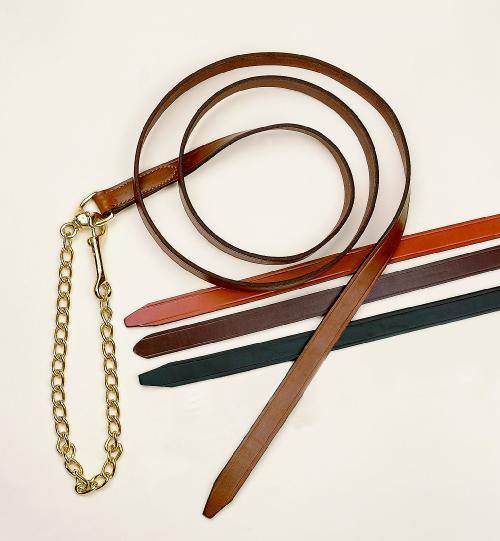 Tory Leather Single Ply Lead with Brass Plated Chain