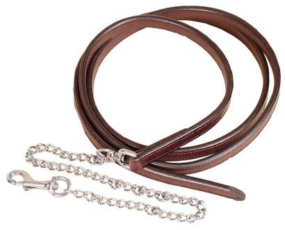Tory Leather 3/4" Full Double & Stitched Lead with  Nickel Plated Chain