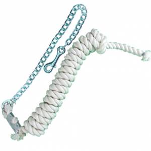 White 6' Cotton Lead with Chain