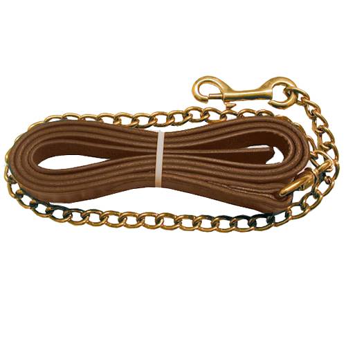 Leather Lead Shank With  Brass Plated Chain