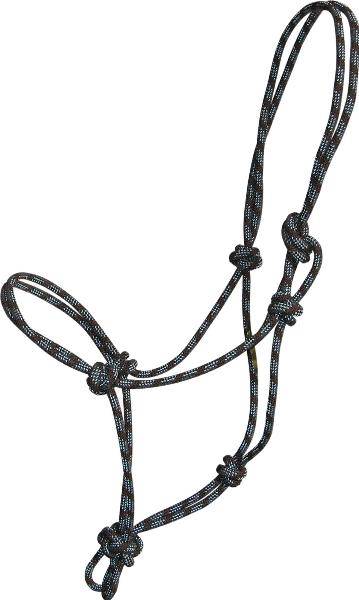 401094-BROWN/BABY BLUE-HORSE Gatsby Classic Cowboy Rope Halter sku 401094-BROWN/BABY BLUE-HORSE