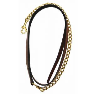 Henri De Rivel Leather Lead With  Solid Brass Chain