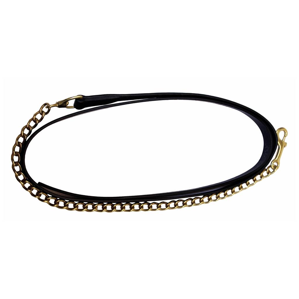 Henri De Rivel Leather Lead With Solid Brass Chain