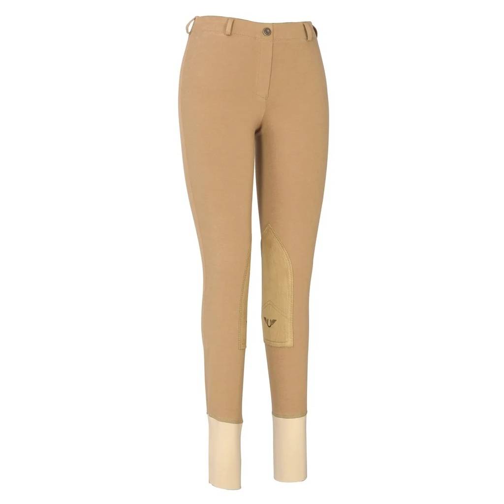 TuffRider Ladies Cotton Lowrise Pull On Knee Patch Breeches