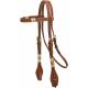 Basket Tooled Browband Headstall with Rawhide