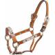 Cowboy Pro Leather Show Halter With Cross Silver