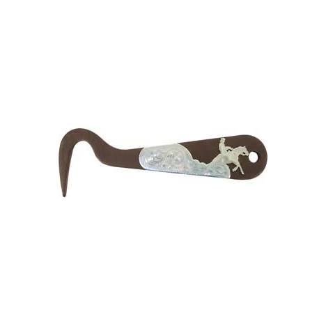 Praying Cowboy Brown Steel Silver Engraved Hoof Pick. Measures 6" Long