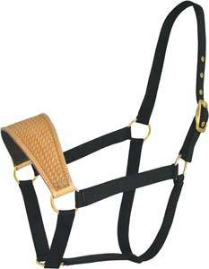 Abetta Nylon Halter with Basket-Tooled Leather Noseband