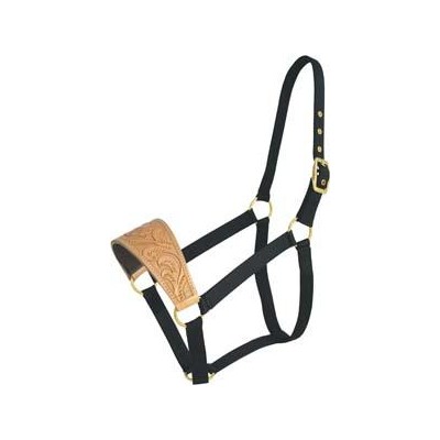 Abetta Nylon Halter with Floral-Tooled Leather Noseband